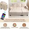 Merax modulares Sofabett, Multifunktionale L-Form Wohnzimmer-Sofagruppe, Mit extra großer beweglicher Fußbank + LED-Ambiente-Beleuchtung, Beige Bild 5