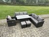 Fimous 9 Sitzer Rattan Garten Sofa Set Gartenmöbel Langer Rechteckiger Esstisch mit Sessel 2 kleine Fußhockern Dunkelgrau gemischt Bild 2