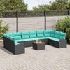 vidaXL Gartensofa-set 11 pcs Schwarz und Türkis Poly-Rattan 3356303 Bild 3