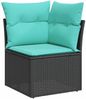 vidaXL Gartensofa-set 11 pcs Schwarz und Türkis Poly-Rattan 3356303 Bild 5