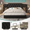 Bettgestell 180x200 cm mit Stauraum, USB-Anschlüssen und Leselampen – PU-Leder in Schwarz Bild 5
