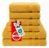 Hammetex 6 teiliges Handtuch Set, 100% Baumwolle Weich Saugstark Qualität Handtücher Set, 2 Badetücher 70x140 cm, 4 Handtücher 50x100 cm, Senf Bild 3