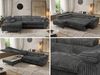 MKS Möbel 'Pablo L-Form' Ecksofa mit Schlaffunktion, verstellbare Kopfstützen, Dunkelgrau, Cordstoff, ohne Topper, Links Bild 2