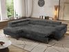 MKS Möbel 'Pablo L-Form' Ecksofa mit Schlaffunktion, verstellbare Kopfstützen, Dunkelgrau, Cordstoff, ohne Topper, Links Bild 4