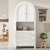 Hochschrank B 70 x T 35 x H 180 cm, 3 Schubladen & gewölbte Türen, weiß, MDF Bild 2
