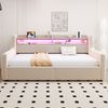 Merax Polsterbett Einzelbett Schlafsofa 90 x 200 cm, Mit hydraulischem Stauraum, Mit LED-Beleuchtung, Ablagefach, Steckdose und Ladeanschluss, Beige Bild 5