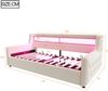 Merax Polsterbett Einzelbett Schlafsofa 90 x 200 cm, Mit hydraulischem Stauraum, Mit LED-Beleuchtung, Ablagefach, Steckdose und Ladeanschluss, Beige Bild 4