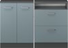 Küchenschrank für Dachschrägen R-Line Blau-Grau 120 cm 2er Set Vicco Bild 4