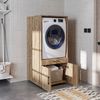 Roomart Waschmaschinenschrank 67 cm – Ausziehbrett, Schublade & Soft-Close Tür | • Eiche Bild 3
