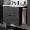 FACKELMANN LUNA Waschbecken mit Unterschrank 80 cm breit, Anthrazit, Waschbecken Glas Weiß Bild 2