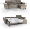 Dmora Schlafsofa mit Halbinsel Tolle, Verwandelbares Ecksofa für das Wohnzimmer, gepolstert, abnehmbar, 100 % Made in Italy, 285x160 h100 cm, Taube Bild 3