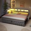Flieks Daybett, Polsterbett Schlafsofa mit Ausziehbett 90/180x200cm mit LED & Aufladen Bild 4