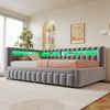 Flieks Daybett, Polsterbett Schlafsofa mit Ausziehbett 90/180x200cm mit LED & Aufladen Bild 3
