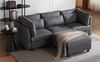 L-Form Ecksofa mit Fußhocker & hoher Rückenlehne, Leinen, 220x83x81 cm, Grau Bild 5