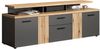 trendteam smart living - Esteban - TV-Schrank - Grau/Eiche - Lowboard mit 4 Türen, 1 Schublade, 1 Klappe, 3 offene Fächer - (BxHxT) 180 x 67 x 47 cm - 2 Türen in Rillenoptik, rechts/Links montierbar Bild 4