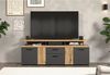 trendteam smart living - Esteban - TV-Schrank - Grau/Eiche - Lowboard mit 4 Türen, 1 Schublade, 1 Klappe, 3 offene Fächer - (BxHxT) 180 x 67 x 47 cm - 2 Türen in Rillenoptik, rechts/Links montierbar Bild 5