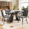 Merax Essgruppe (5-tlg),Esstisch-Set, Ausziehbares Esstischset für 4 Personen,160×80×75cm Esstisch mit 4 Esszimmerstühlen,Grauer Samt-Esszimmerstuhl, Grauer Tisch mit Säulenfüßen Bild 2