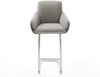 Delife Barstuhl Luan-Flex Strukturstoff, Freischwinger, Edelstahl Silberfarben, Soft Grau Bild 2