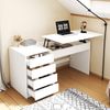 Flieks höhenverstellbarer Schreibtisch 120x50x78-92cm, Computertisch & Schminktisch mit 4 Schubladen, Lift-Tischplatte, Stauraum, weiß Bild 3