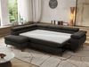 MKS Möbel 'Pablo L-Form' Ecksofa mit Schlaffunktion, verstellbare Kopfstützen, Dunkelgrau, Samt, Visco Topper, Links Bild 4