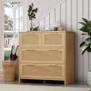 Kommode, 80x38x80 cm, Kommode in Naturholzoptik mit 4 Rattanschubladen & Kippsicherung Bild 2