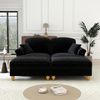 Flieks 2-Sitzer Ecksofa, Modular Schlafsofa mit 2 Kissen & 2 Ottoman, abnehmbarer Volant, Flared-Armlehnen & Holzbeinen, Chenille, Schwarz Bild 2
