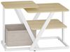 Couchtisch 2er Set, Wohnzimmertisch mit Stoffkorb, Beistelltisch mit Stauraum, Geeignet für Wohnzimmer, Schlafzimmer und Balkon, Weiß-Eichefarben Bild 2