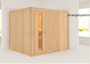 Karibu Sauna Gobin mit Dachkranz + 9kW Saunaofen mit integrierter Steuerung Bronzierte Ganzglastür Bild 4