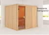 Karibu Sauna Gobin mit Dachkranz + 9kW Saunaofen mit integrierter Steuerung Bronzierte Ganzglastür Bild 5