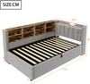 Polsterbett 90x200 cm ohne Matratze, Samt in Hellgrau, mit Bettkasten, USB/Type-C, Nachtlicht und Ablagen Bild 5