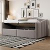 Polsterbett Sofabett, hydraulische Lagerung mit Lattenrost Armlehnen klassisch gestreiftes Design multifunktionales Einzelbett, Samtstoff, Hellgrau, 90 x 200 cm Bild 2