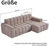 STILVORA Schlafsofa 3-Sitzer Sofa mit Fußhocker Ecksofa Chaiselongue für Büro & Wohnzimmer, Cloud-Kombinationssofa mit L-Liegestühlen und tiefen Sitzplätzen, Modulares Sofa Hochelastischer Schwamm, Bequeme Algenvelours-stoff Bild 4