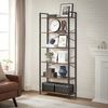 Vasagle Bücherregal mit 6 Ebenen, Aufbewahrungsregal, Stahlgestell, für Wohnzimmer, Arbeitszimmer, Büro und Flur, 80 x 30 x 186 cm, vintagebraun-schwarz Bild 2