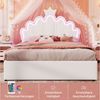 Flieks Polsterbett, LED Kinderbett mit krone-Form Prinzessinnenbett 140x200cm 2 Schubladen Bild 4