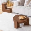 Couchtisch-Set rund H 44 x T 123 x B 61 cm, 2-teilig trennbar, braunes Glas & MDF in Nussbaumoptik Bild 3