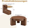Couchtisch-Set rund H 44 x T 123 x B 61 cm, 2-teilig trennbar, braunes Glas & MDF in Nussbaumoptik Bild 5