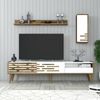 Dmora Fernsehschrank Upana, Ständer für Wohnzimmerfernseher, Niedriges Wohnzimmer-Sideboard, TV-Ständerbasis, 180x45h35 cm, Weiß und Walnuss Bild 2