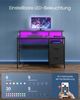 Vasagle Schreibtisch mit Schubladen, Computertisch mit Monitorständer, LED-Beleuchtung, 55 x 120 x 90 cm, eingebaute Steckdosen, 2 USB-Anschlüsse, für Homeoffice, ebenholzschwarz LWDDE093B01 Bild 3