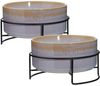 Koopman Futternapf Hundenapf Katzennapf Fressnapf 17x10cm Keramik 2er Set, Keramik, Hellblau / Grau, Keramik, 1 Liter je Napf, Metall, Standsicher Bild 1