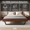 skølm 'Alver' Bett 140x200 cm, Bettgestell, natur geölt, Massivholzbett aus Eiche mit Metallkufen, Walnuss Optik, Bettkopf 1 Strebe Bild 2