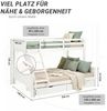 Kinderbett mit 2 Bettkästen Etagenbett 90x200 und 140x200 Weiß Holz Doppelstockbett Jugendbett Hochbett Stockbett Bild 3