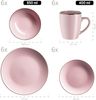 Modernes Geschirr Set für 6 Personen mit messingfarbenem Rand, 24-teiliges Kombiservice mit randlosen Coupe-Formen; Rosa Bild 2