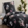 Bettwäsche Set 155x220 Schwarz Blumen Mikrofaser Reißverschluss Bügelfrei Bild 3
