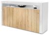 Vladon Sideboard Valencia, Kommode mit 3 Türen und 1 offenem Fach, Weiß matt/Eiche Natur/Weiß Hochglanz (155 x 92 x 40 cm) Bild 4