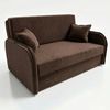 Wohnero 24 Goldi 3 Premium Schlafsofa 144x95 cm mit Schlaffunktion & Bettkasten – 133x195 cm Liegefläche, 2-Sitzer Design Sofa Braun Bild 2