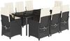 vidaXL 9-tlg. Garten-Essgruppe mit Kissen Schwarz Poly Rattan 3212309 Bild 2