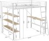 Bettgestell Metallbett Hochbett, Eisenbett, mit Schreibtisch und 3 großen Ablagen, geeignet für Kinder, Jugendliche und Erwachsene, Metall, weiß, 90 x 200 cm Bild 5