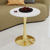 Runder Beistelltisch H 72 x T 70 x B 70 cm, Kunstmarmor in Gold/Weiß, modern-minimalistisches Design Bild 2