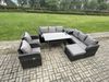 Fimous 7 Teil Rattan Gartenmöbel-Set mit Terrassen Sofa Rechteckiger Esstisch Großer Fußhocker Beistelltisch Terrassen Set Bild 2