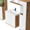 Badezimmermöbel Nobel XL 60 x 35 cm – Eiche mit Hochglanz weiß – Badezimmerschrank mit Spiegel und Hochschränken Bild 4